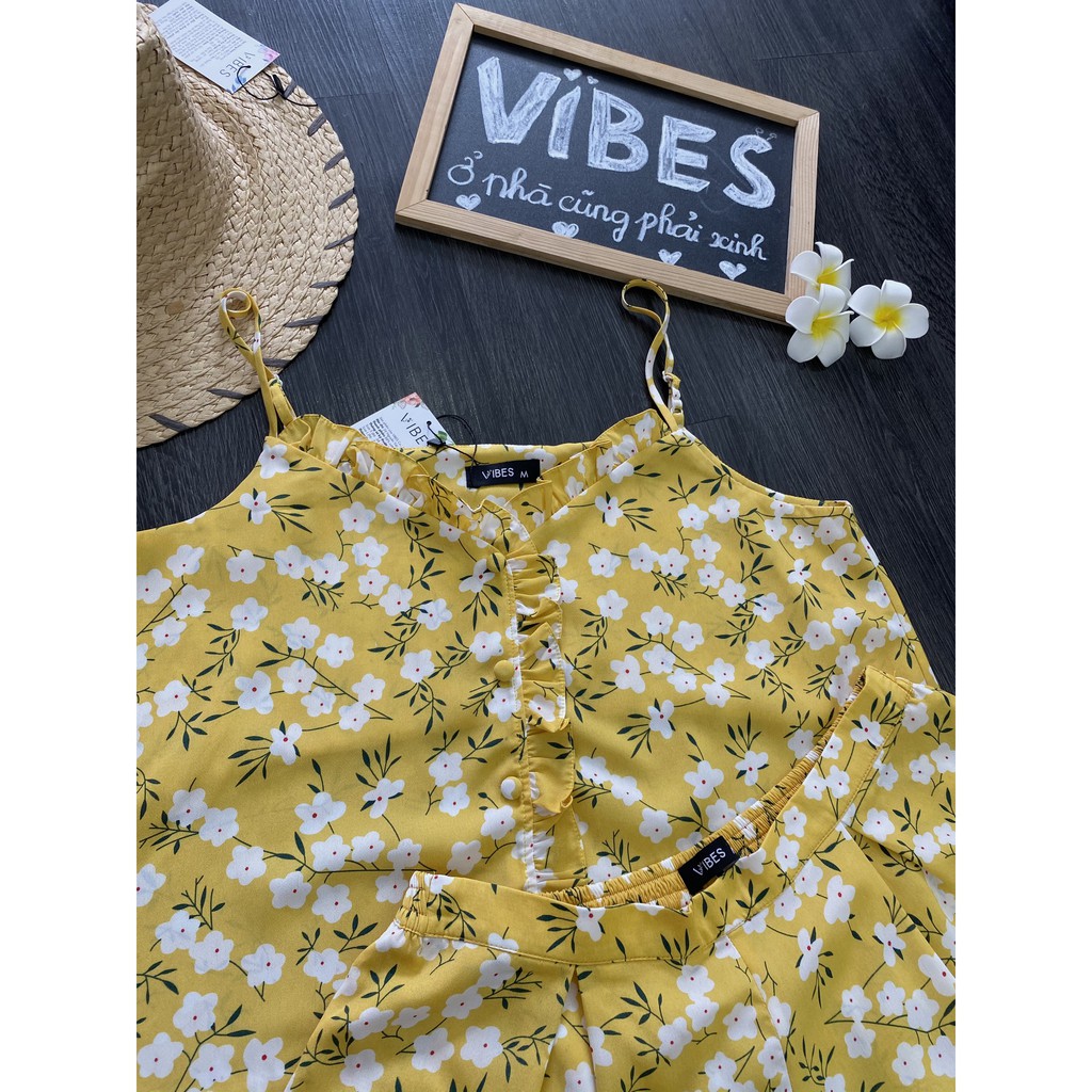 Đồ bộ nữ 2 dây mặc nhà hoa nhí VIBES Sunny Straps Set