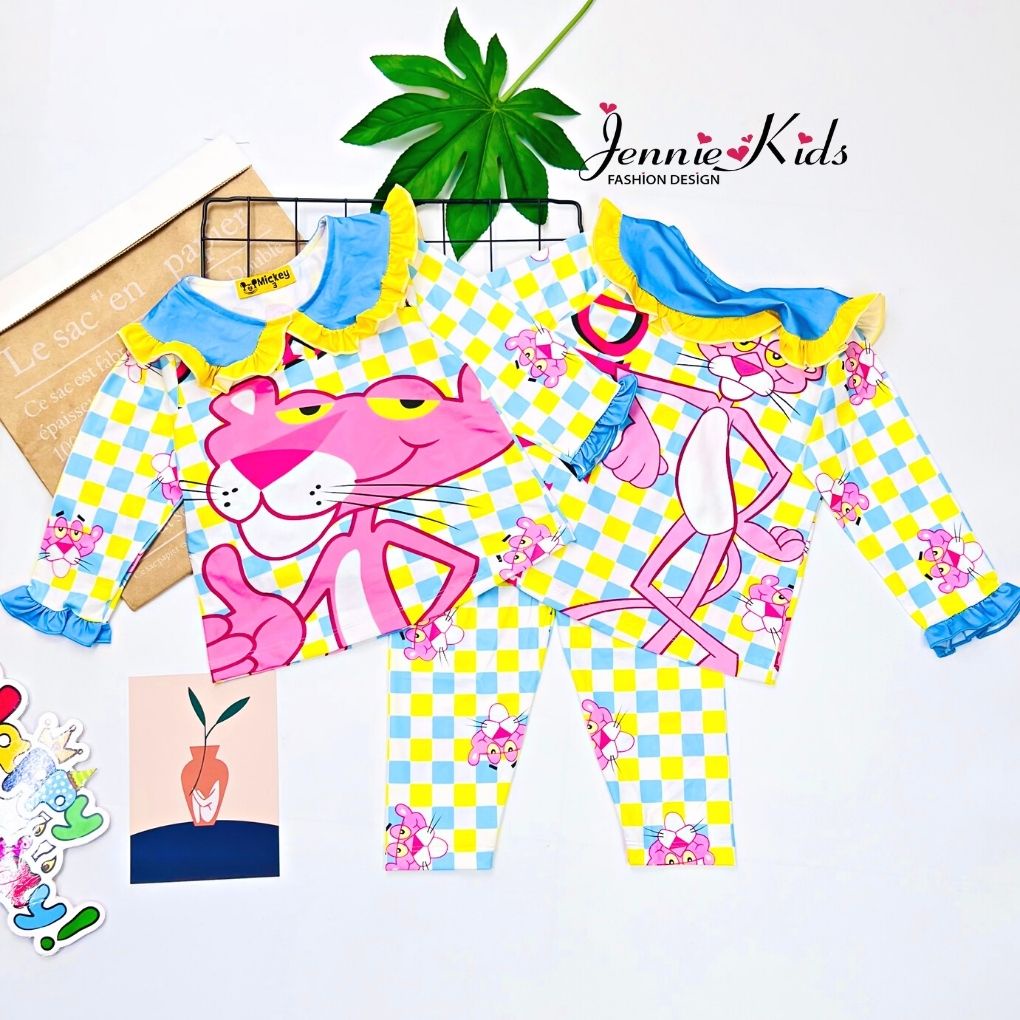 Đồ bộ bé gái size đại dài tay thun lạnh cổ sen bèo Jennie kids J496