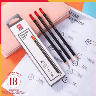 BÚT CHÌ 2B CAO CẤP DELI 24820, 1 HỘP 12 CÂY TẶNG KÈM 2 CÂY