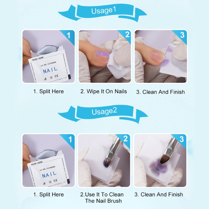 [Hàng mới về] Set 100 miếng gel dùng để lau chùi vệ sinh móng tay