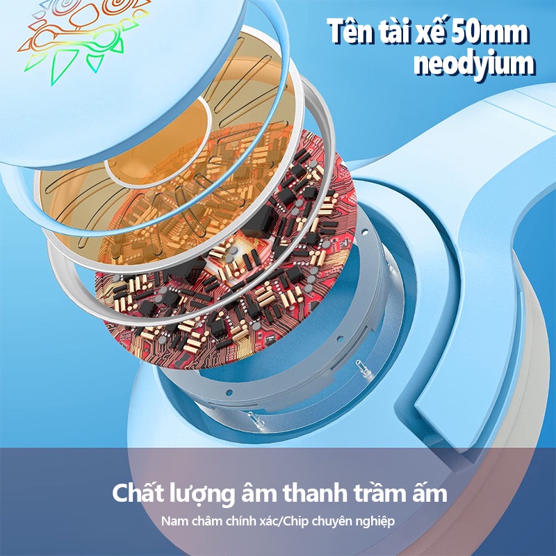ONIKUMA K9 Tai nghe chơi game chụp tai có mic với tai mèo có thể tháo rời cho điện thoại máy tính xách tay PC/PS4