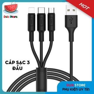 Cáp sạc hoco x25 đa năng 3 đầu :lightning+ micro+typc