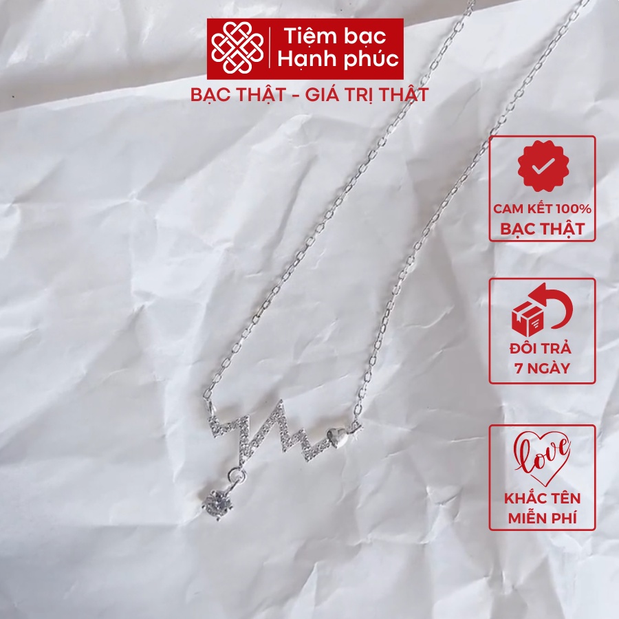 Dây chuyền nữ bạc ta hình nhịp tim siêu xinh (Ảnh thật cuối) vòng cổ nữ bạc thật xinh xắn - Mã TSJD14