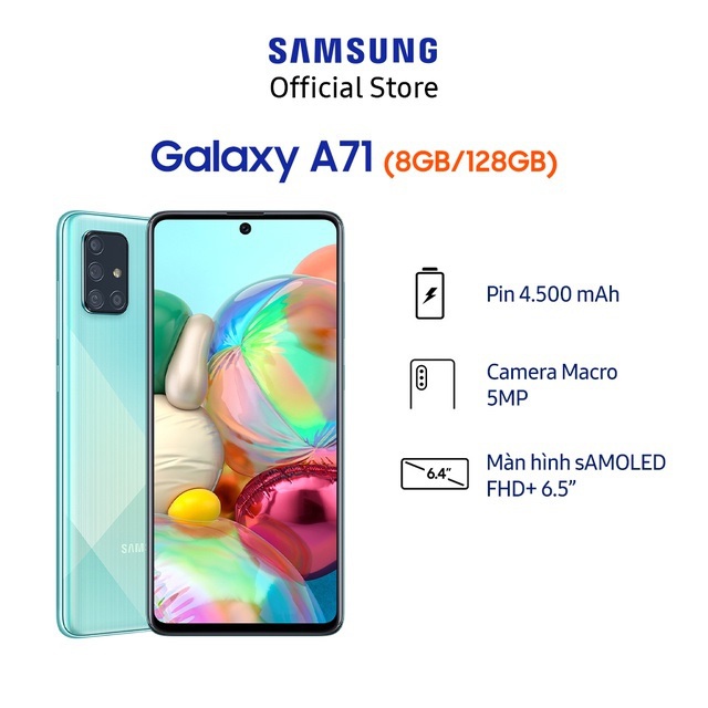 [Mã ELSAMHOT giảm 5% đơn 3TR] Điện Thoại Samsung Galaxy A71 8GB/128GB - Hàng Chính Hãng