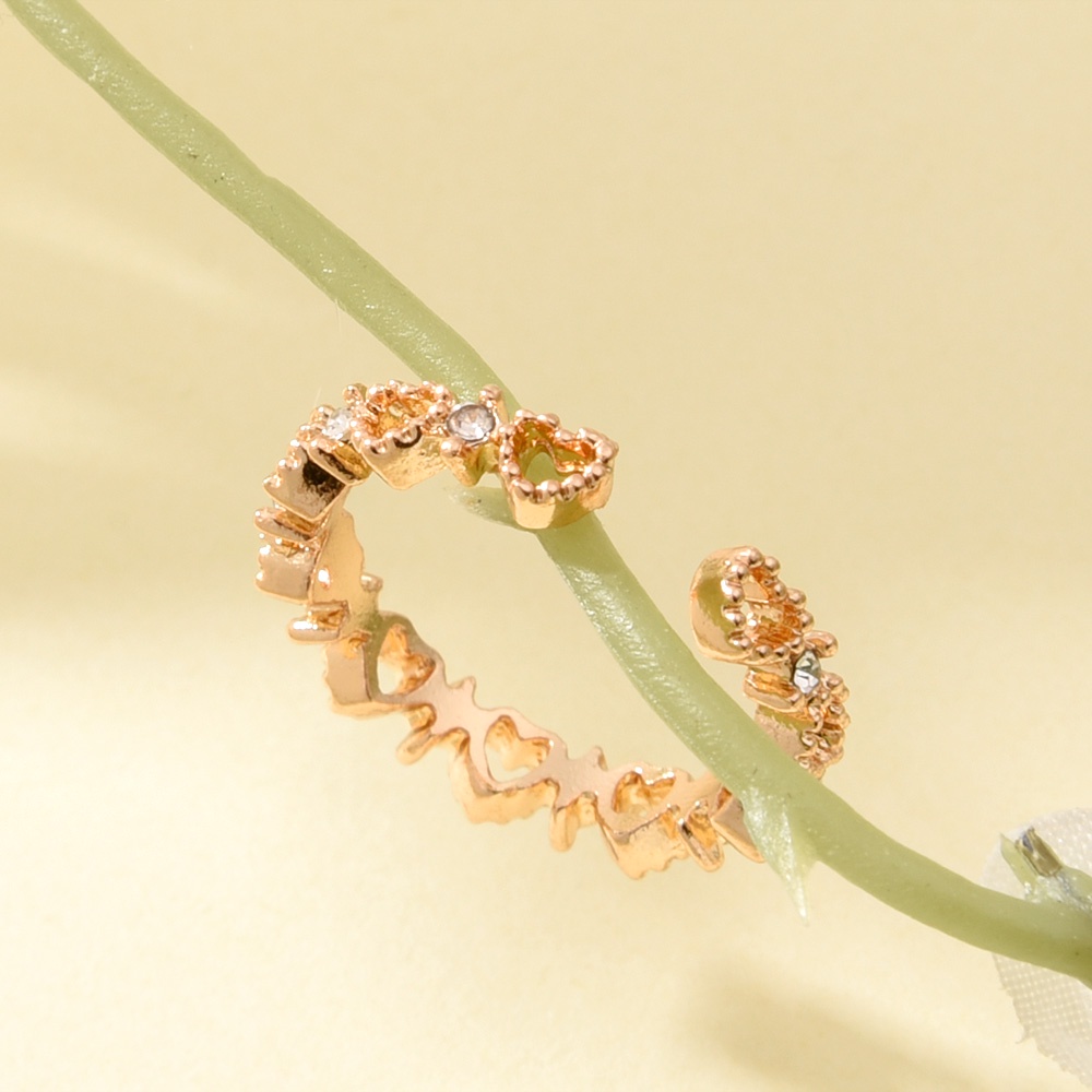 Nhẫn Hở Mạ Vàng Hình Trái Tim Đính Đá Zircon Thời Trang
