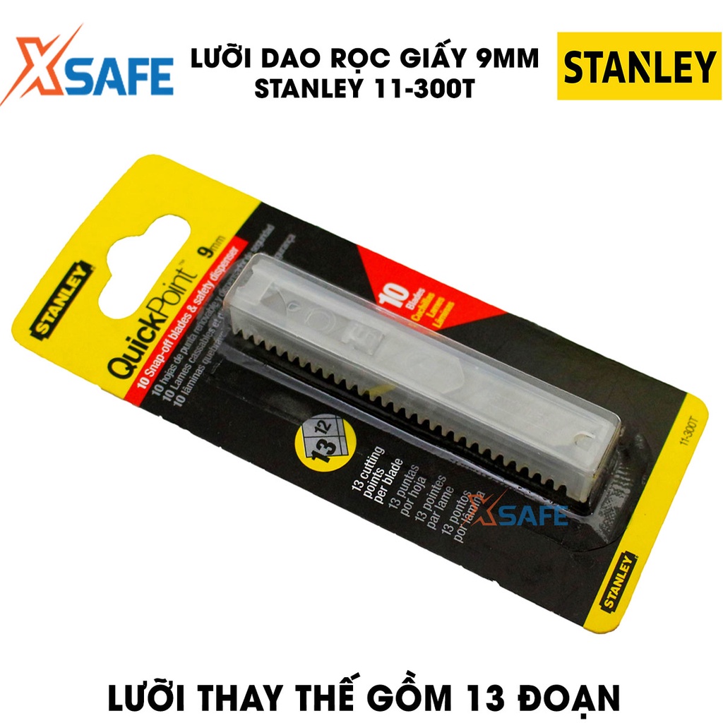 Lưỡi dao rọc 9mm STANLEY gia công từ thép hợp kim cao cấp cứng cáp, sắc bén, tuổi thọ sử dụng cao