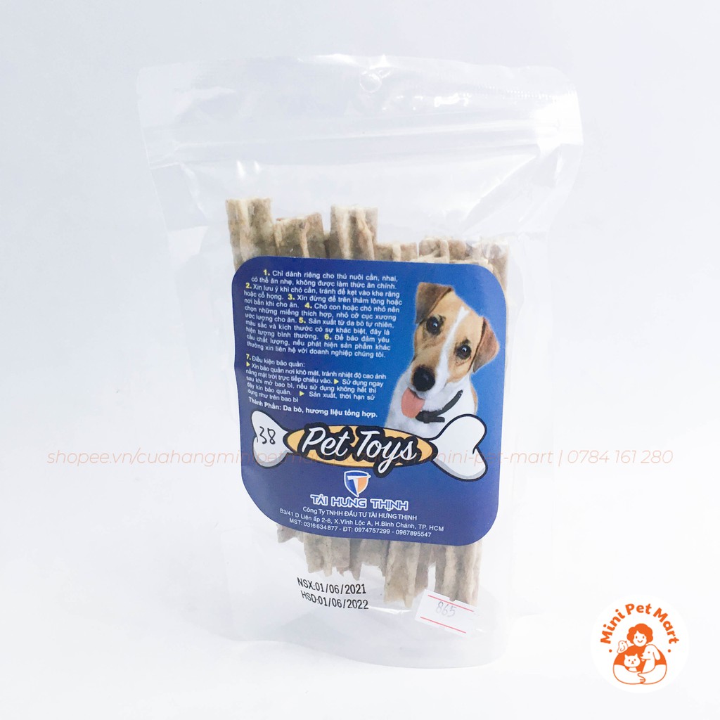 Xương gặm da bò TÀI HƯNG THỊNH 865 (12 cái) - bánh xương, snack, bánh thưởng, xương gặm cho chó