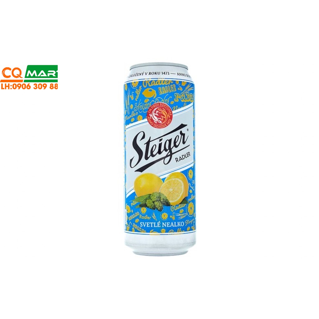 Bia không độ Steiger Lemon Radler – Lon 500ml