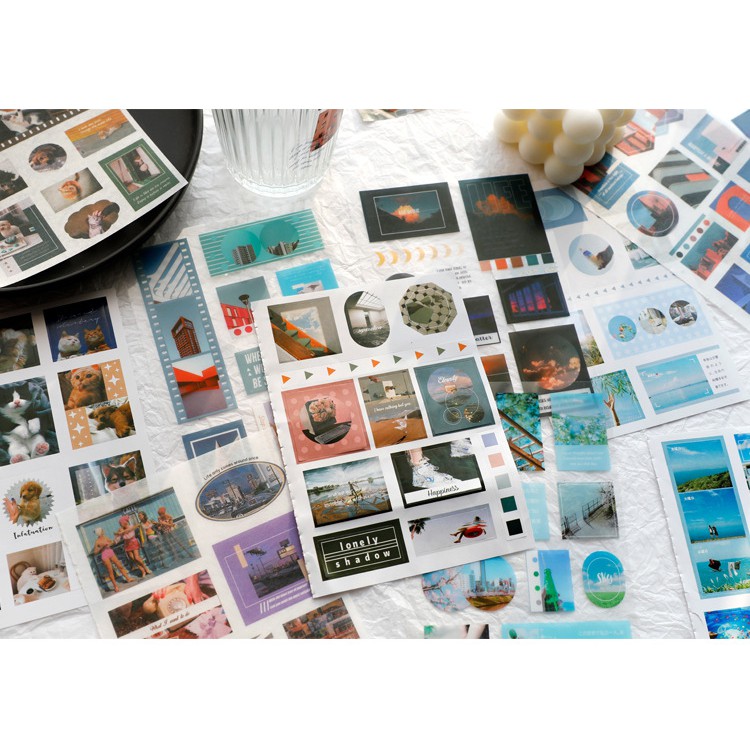 [20 trang] Sổ Sticker Nhãn Dán Nhựa PET Washi Giấy Trang Trí Bullet Journal ST177