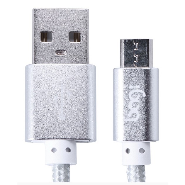 [PHỤ KIỆN BALI - 100% CHÍNH HÃNG] - CÁP DÙ SẠC NHANH SIÊU BỀN - CỔNG MICRO USB -  BAGI (MÀU BẠC)