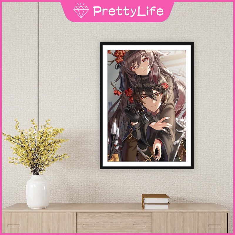 Bộ Tranh Đính Đá 5D Họa Tiết Độc Đáo Klee/Zhongli Kích Thước 30x40cm/40x50cm DIY Dùng Trang Trí Nhà Cửa