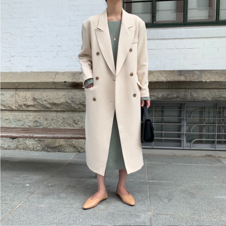 Áo Khoác Manto Nữ Kaki Lót Lụa Cúc Cài Túi Trước | BigBuy360 - bigbuy360.vn