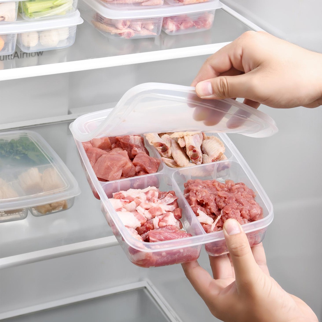 Hộp Nhựa Chia Ngăn - Hộp Nhựa Bảo Quản Thực Phẩm Chia 4 Ngăn Tiện Lợi