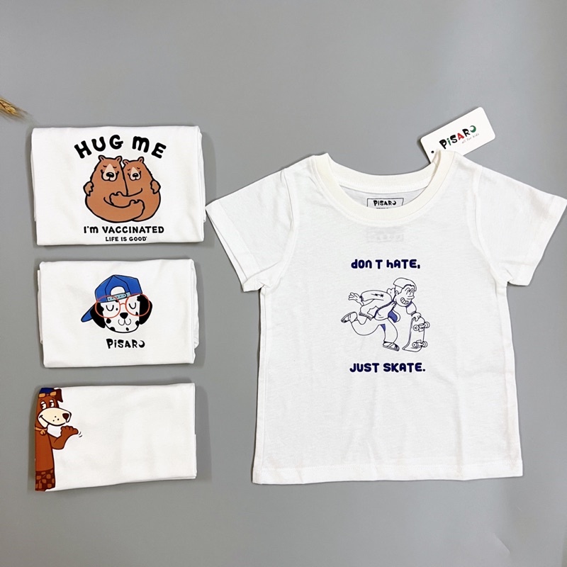 Áo thun cotton trẻ em 1 tuổi đến 8 tuổi, áo phông hè ngắn tay cao cấp Pisaro Kids