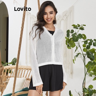 1215XJ-【Gợi ý từ KOL】Áo khoác chống nắng Lovito thiết kế  lỗ rỗng L02089 (Màu trắng)