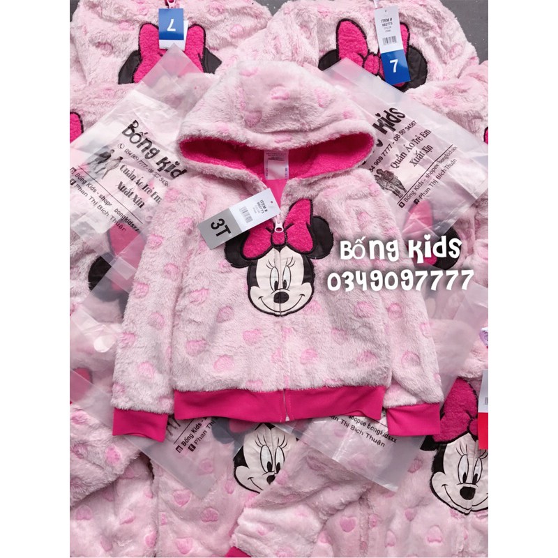 Áo Khoác Lông Bé Gái Minnie Hồng DN