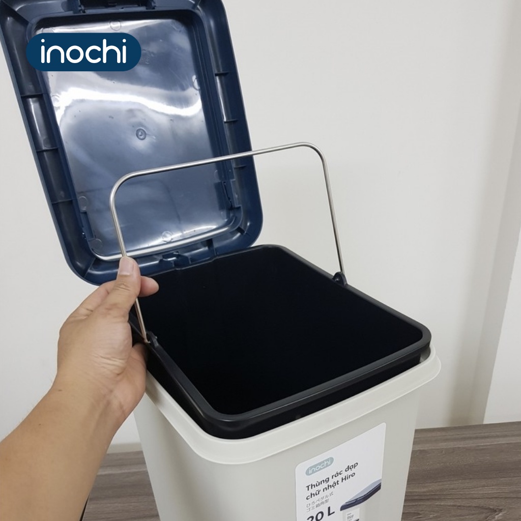 Thùng Rác Nhựa Đạp Chân INOCHI 30 Lít Nắp Đậy Chữ Nhật, Làm Sọt Rác Cho Văn Phòng, Trong Nhà, Ngoài Trời