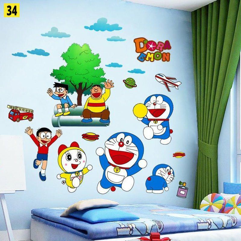 Decal dán tường đôremon cho bé