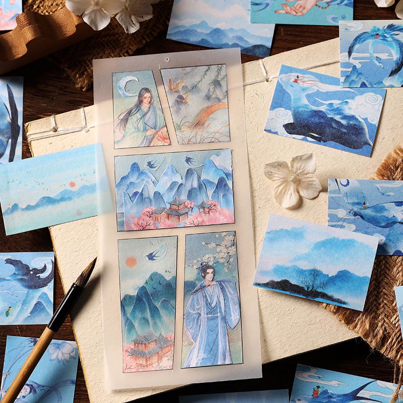 Sổ sticker cổ trang - trang trí sổ tay - ánh nhũ - ánh kim - Nam Phong Giải Ý - 40 x 60 mm - 50 tờ