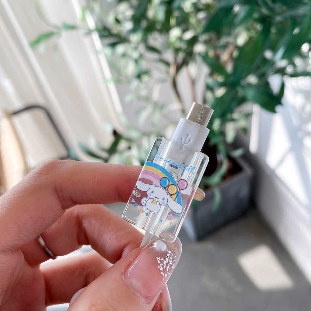 1 Vỏ Bảo Vệ Đầu Dây Cáp Sạc Điện Thoại Màu Trong Suốt Sáng Tạo Cho for iPhone & Android