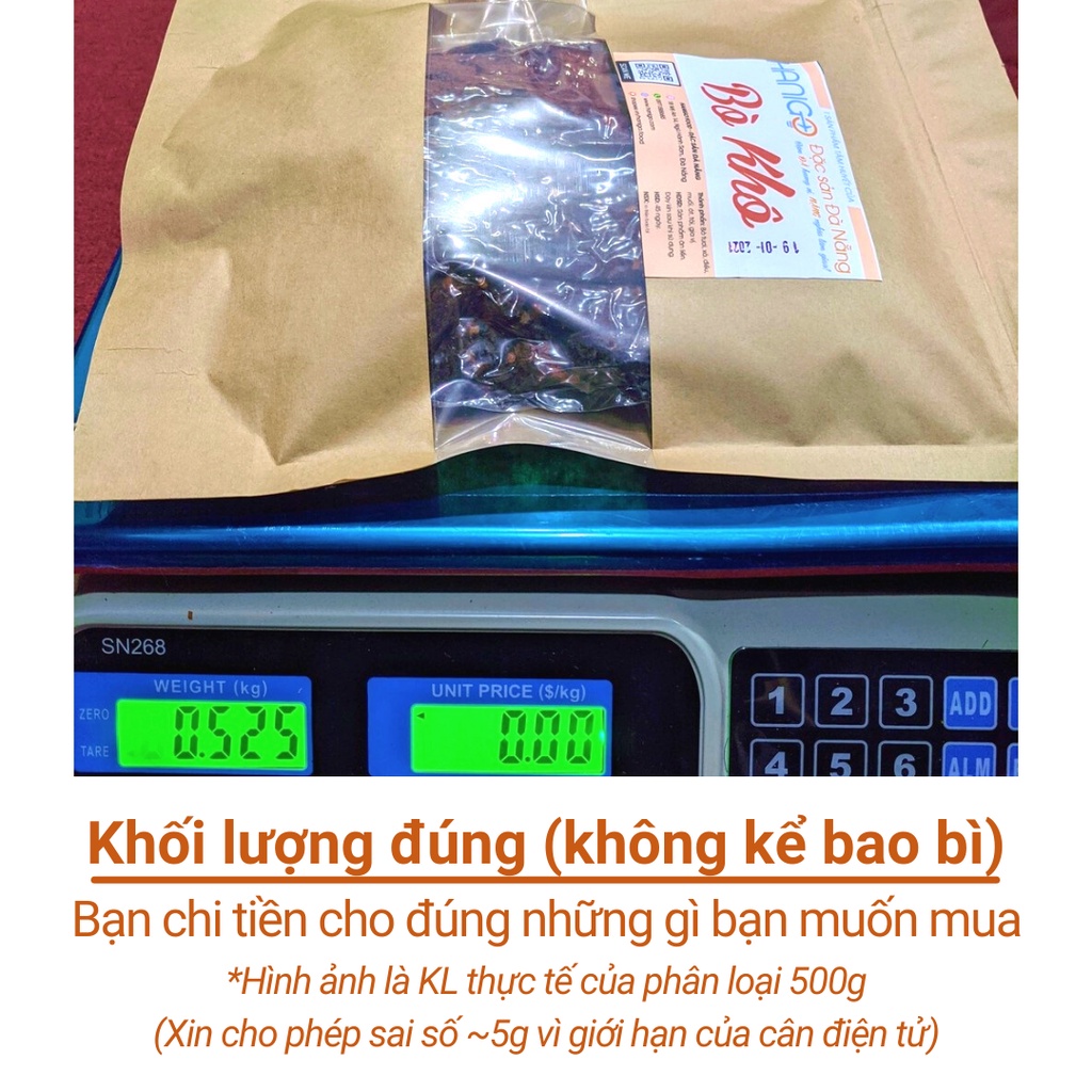 Bò Khô Miếng đặc sản Đà Nẵng Hanigo 500G - Khô Bò Miếng 100% Thịt Bò Tươi- Gia Vị Tự Nhiên