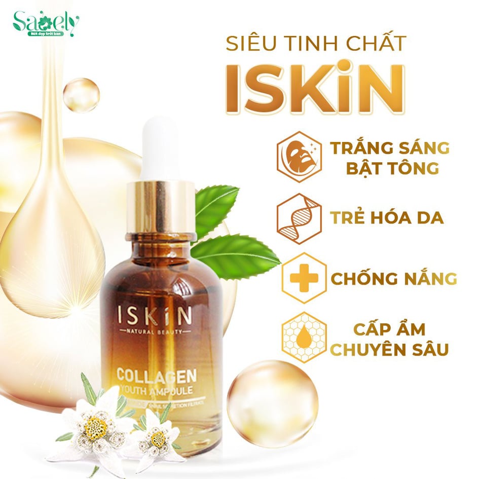 SERUM DƯỠNG TRẮNG, CẤP ẨM VÀ TRẺ HÓA DA ISKIN - COLLAGEN YOUTH AMPOULE KOREA 30ml