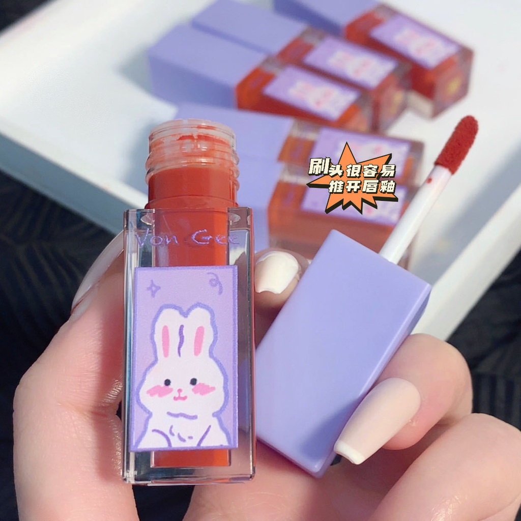 Von Gee® Son Môi Chống Thấm Nước Không Phai Màu Thiết Kế Vỏ Hình Thỏ Dễ Thương