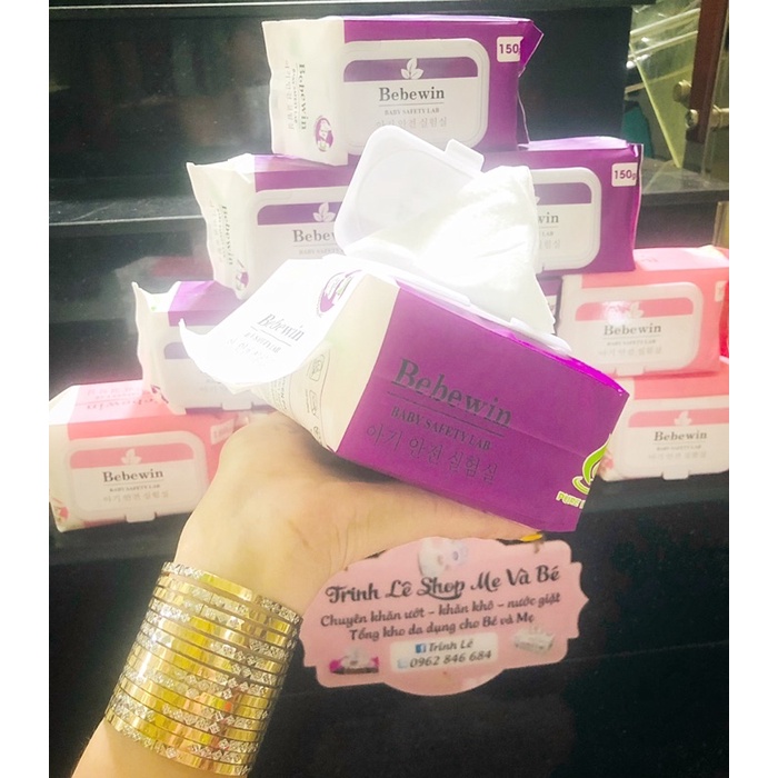 (Sỉ)Combo 10 hộp Khăn ướt khỗng lồ BEBEWIN HQ không mùi 750gam/gói