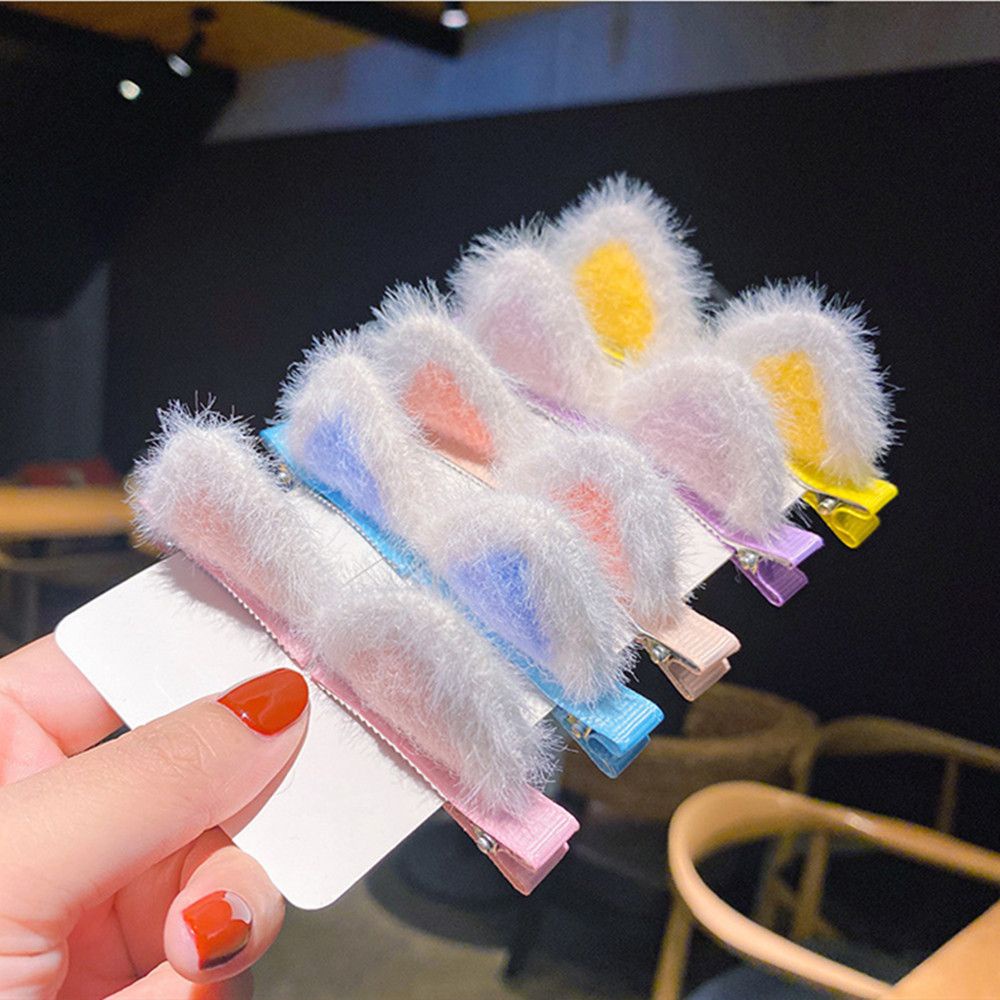 Set 2 Kẹp Tóc Tai Thỏ Bông 3D Dễ Thương Dành Cho Bé Gái