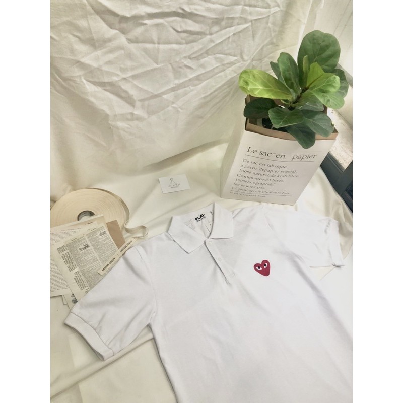 Áo polo CDG trái tim ( trắng ) | Astros Menswear