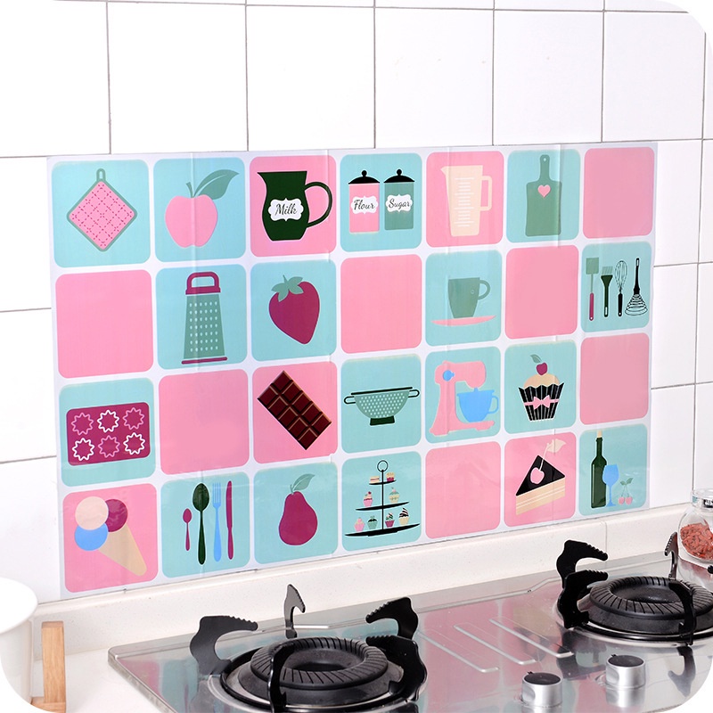 Miếng giấy dán tường PVC 45x75cm chống dầu mỡ họa tiết tùy chọn dễ thương