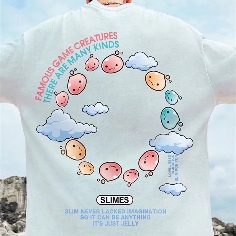 Áo Thun Tay Ngắn Dáng Rộng In Chữ Phong Cách Nhật Bản Thời Trang Mùa Hè Cho Nam Và Nữ Size M-8XL