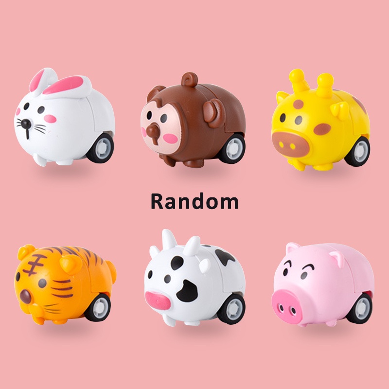 SEASUN TOY Mô hình xe đồ chơi mini  thiết kế hình động vật hoạt hình dễ thương cho bé