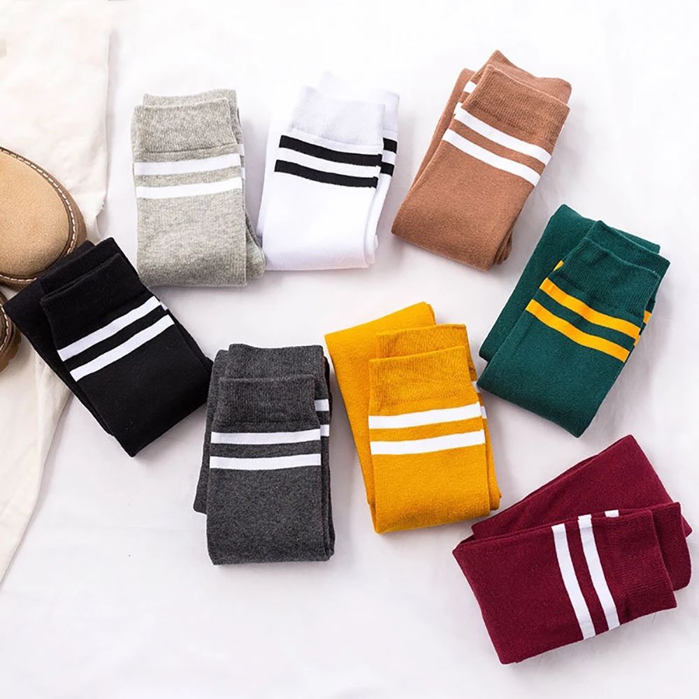 Vớ Cotton Cổ Cao Co Giãn Kẻ Sọc Nhiều Màu Sắc Độc Đáo Quyến Rũ Cho Nữ