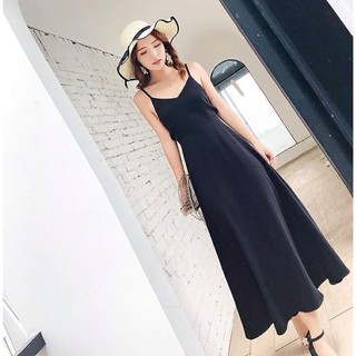 Đầm maxi 2 dây cột dây lưng