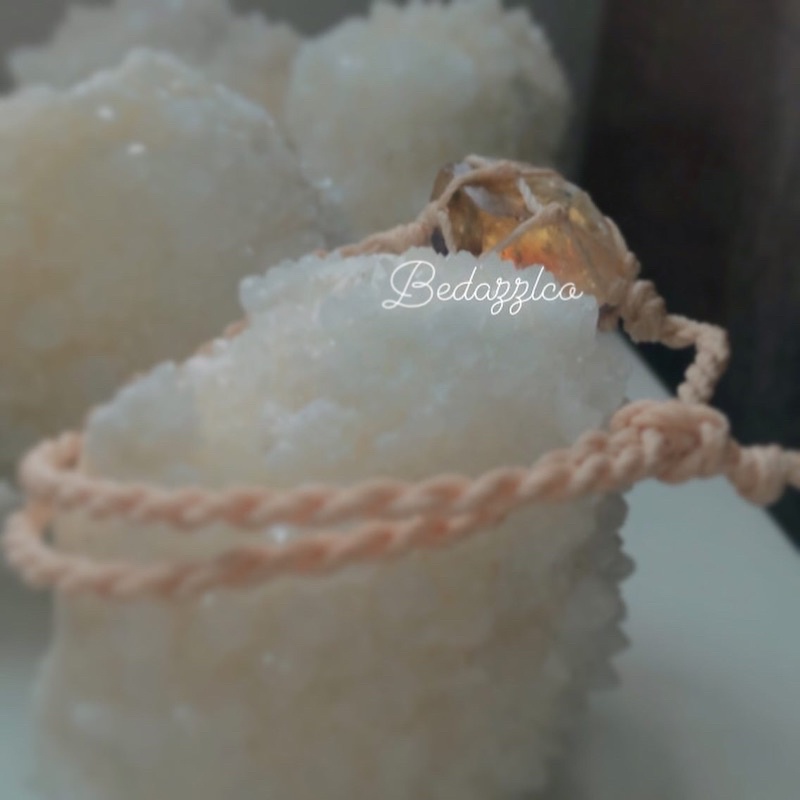 Vòng tay macrame mầm tinh thể Citrine/Amethyst thô