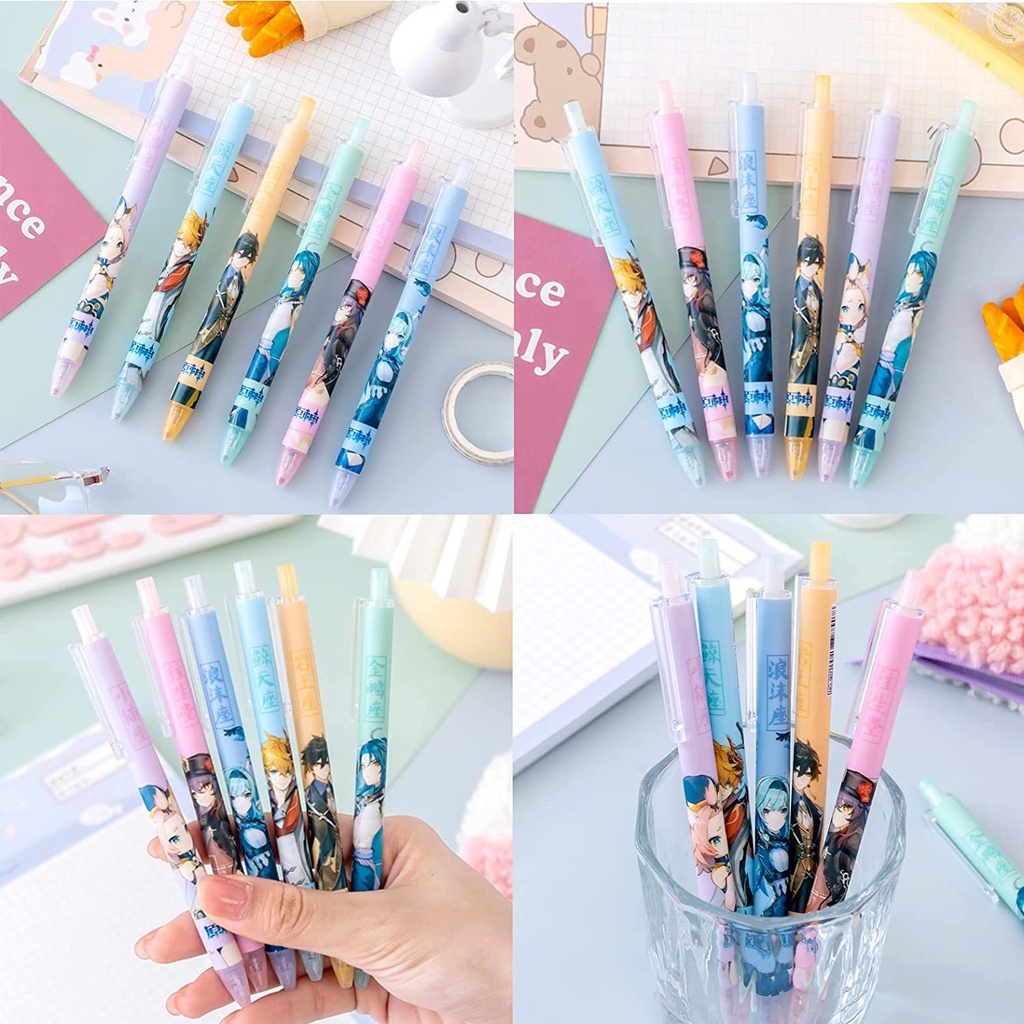 Set 6 Bút Bi Mực Đen Ngòi 0.5mm Phong Cách Anime Jujutsu Kaisen