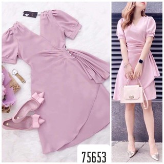 Bigsize - Đầm hồng nhún eo