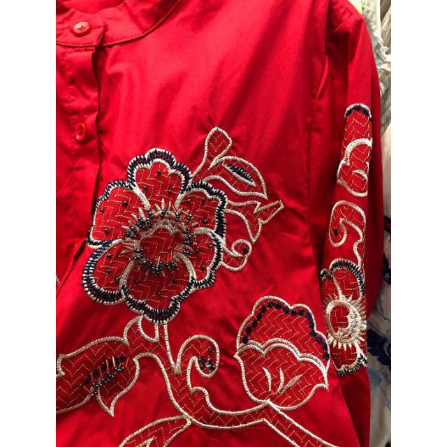 Váy dáng sơ mi thêu hoa nổi hàng cao cấp | BigBuy360 - bigbuy360.vn