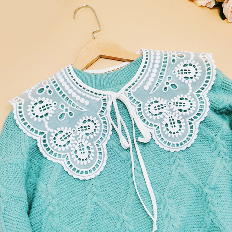 Vòng Cổ Bằng Vải Organza Thêu Ren Lỗ Có Thể Tháo Rời Cho Nữ