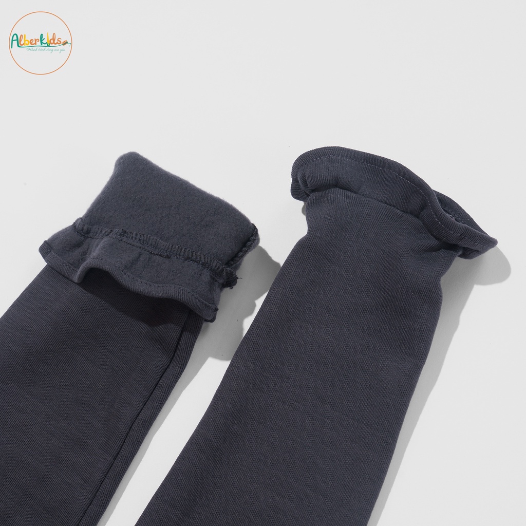 Quần legging bé gái ALBERKIDS phối chân bèo lót lông siêu ấm cho trẻ em 5,6,7,8,9,10,11,12 tuổi [AG0121]