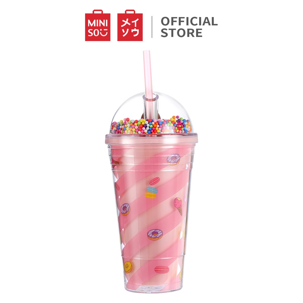 Cốc nhựa Miniso x We Bare Bears kèm ống hút 480ml - Hàng chính hãng