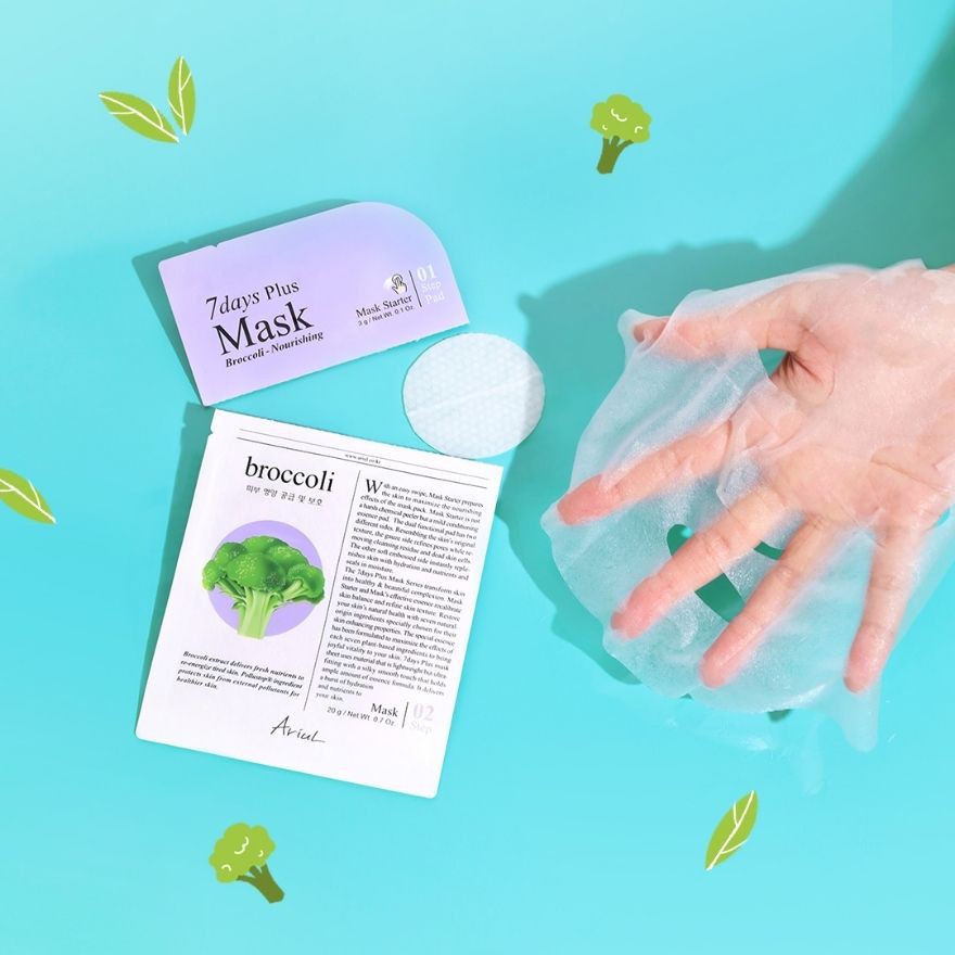 Mặt nạ 2 bước ARIUL 7 DAYS PLUS chiết xuất Bông cải xanh 25ml