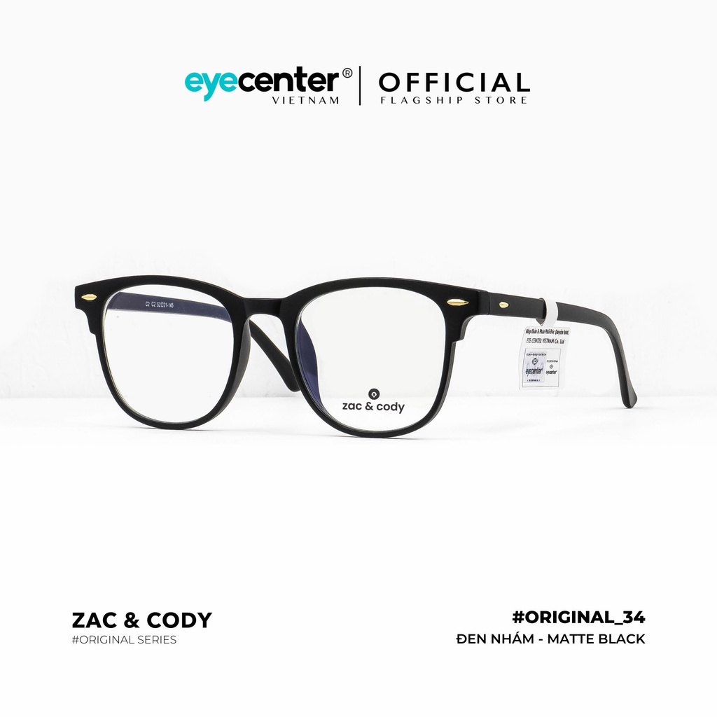 Gọng kính cận nam nữ chính hãng B34-S by ZAC & CODY B34 nhựa dẻo chống gãy nhập khẩu by Eye Center Vietnam
