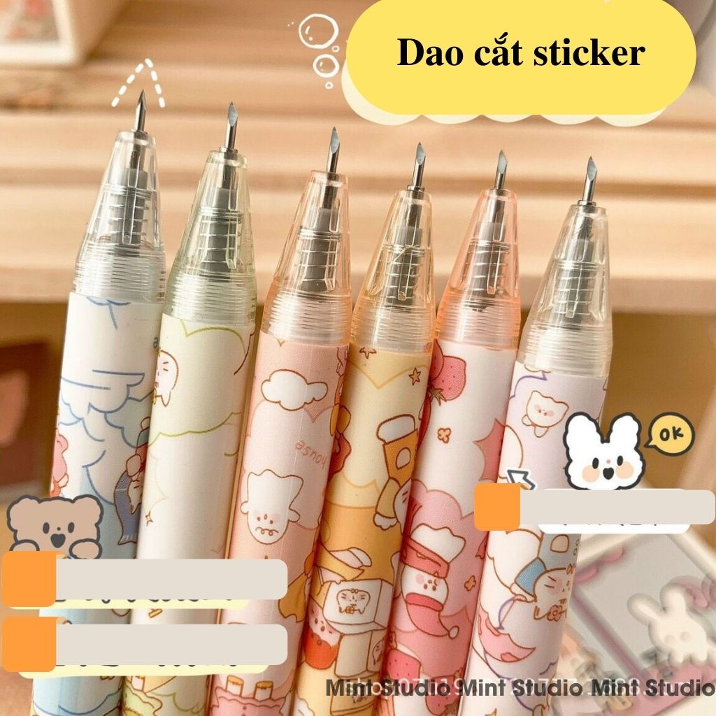Dao cắt washi, sticker, unboxing, rọc giấy dạng bút bấm dễ thương - Giao ngẫu nhiên