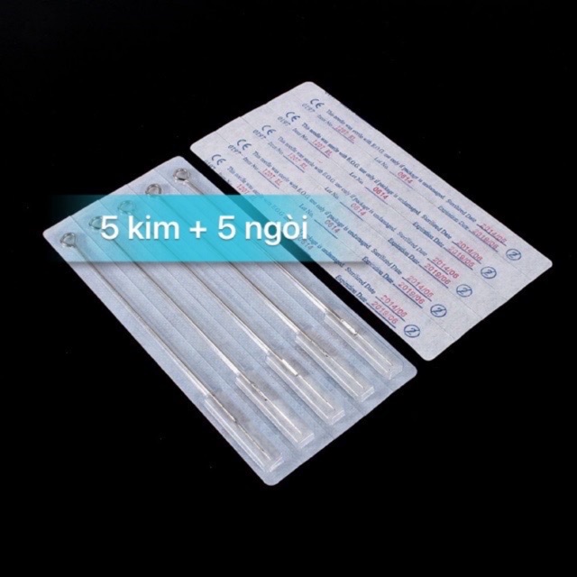 Vỉ 5 chiếc kim + 5 ngòi xăm hình đi nét 5rl hàng có sẵn