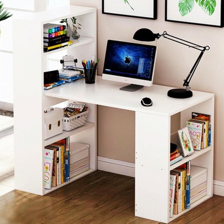 Bàn làm việc gỗ LOẠI TO kèm kệ sách MDF thông minh nhiều màu. Bàn có kê đựng đồ có thể trang trí