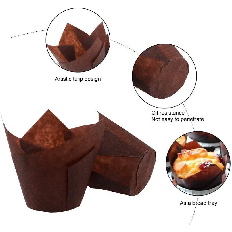 50 Giấy làm bánh ngọt/ sô cô la ANAEAT họa tiết hoa tulip dùng một lần