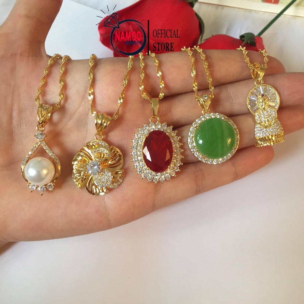 Vòng Cổ Nữ Đính Đá, Mặt Dây Chuyền Vàng Mạ Cao Cấp Namoo Jewelry (Nhiều Mẫu)