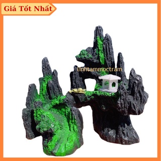 Mô hình núi đá hòn non bộ giả sơn lũa bể cá thủy sinh trang trí bể cá